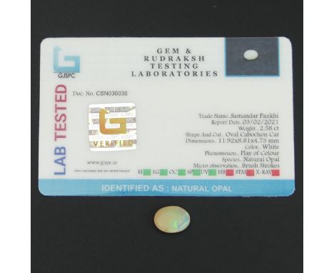 Ethiopian fire opal 2.58 carat, with certificate. UK Postage £12. 
