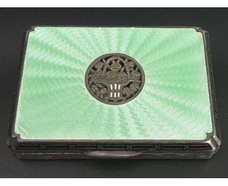 Art Deco Austrian silver and enamel trinket box, circa 1930. 97 grams. 75 x 55 x 11 mm. UK Postage £12. 