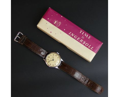 Vintage Ingersoll gents manual wind watch, complete with box and purchase receipt, dated 1-11-1963. UK Postage £15. 