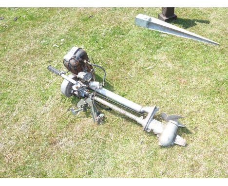 A Seagull Forty-Plus two-stroke outboard motor with clutch drive. Turns and has compression, carburettor requires attention. 