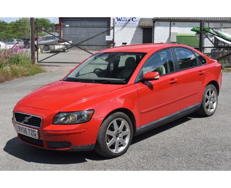 A 2006 Volvo S40 1.6 SE four-door saloon car with 1,596 cc 4 cylinder petrol engine and 5-speed manual gearbox, finished in r