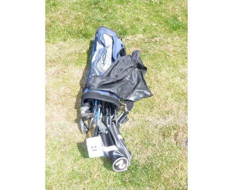 Golf bag and 17 clubs.
