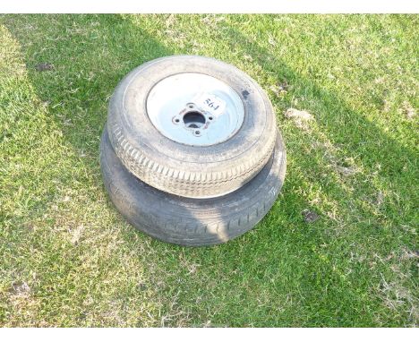 175/65 x 14 Mini wheel and tyre and 5 x 10 trailer tyre.