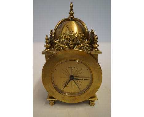 Swiza 8 brass lantern clock (swiss made) Height 13 cm