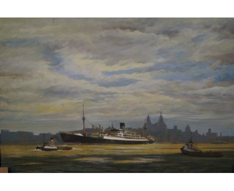 Framed David Shepard print on board river mersey scene
