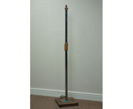 Art Deco chrome and walnut standard lamp, H156cm