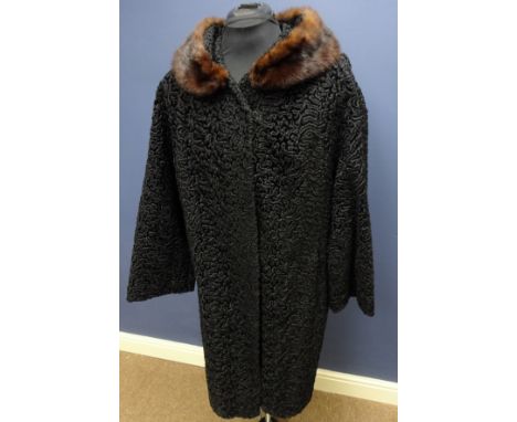 Persian lamb coat with mink fur collar by Astra Fur, Paris  - Vintage Clothing   Condition Report   Click here for further im
