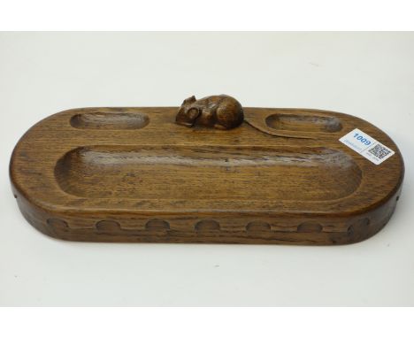 'Mouseman' oak pen tray, by Robert Thompson of Kilburn    Condition Report   Click here for further images, condition, auctio