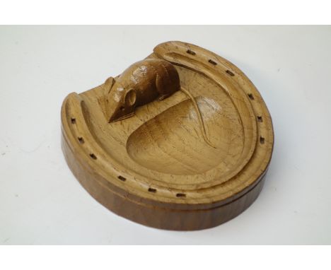 'Mouseman' oak horseshoe ashtray, by Robert Thompson of Kilburn   Condition Report   Click here for further images, condition