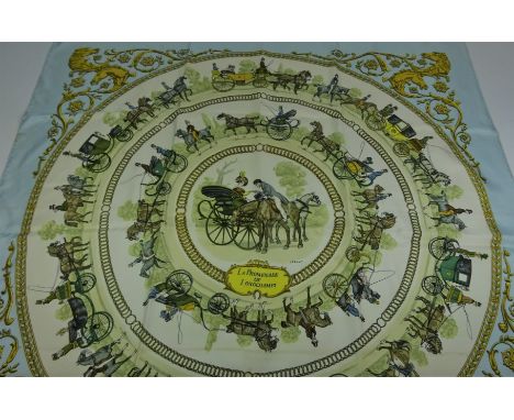 Hermes 'La Promenade De Longchamps' silk scarf designed by Phillipe Ledoux, Hermes, Paris, 89cm x 89cm - Vintage Clothing   C