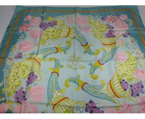 Hermes 'Fleurs Raisins' pattern silk scarf, 89cm x 89cm - Vintage Clothing   Condition Report   Click here for further images