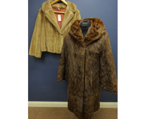 Mink three quarter length fur coat by Schofields, Leeds and one other simulated fur coat (2)  - Vintage Clothing   Condition 