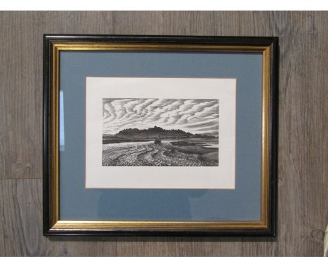 MICHAEL RENTON (1934-2001) 'Rye across from the River Rother', wood engraving printed on the handmade japon paper with monogr