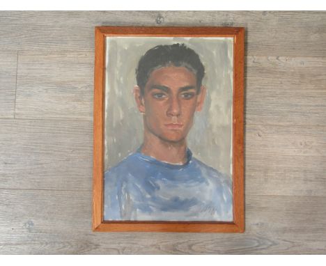 CHARLES KINGHORN REDFERN (Canadian 1919-1982) A framed and glazed oil on paper, portrait of 'Gino', 1952, signed and dated bo
