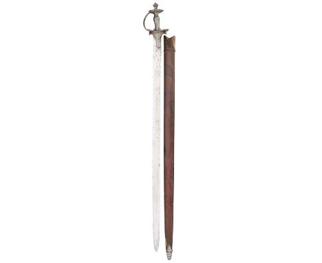 A SOUTH INDIAN SWORD, 17TH CENTURY, PROBABLY BIJAPUR, KARNATAKA  with broad tapering fullered blade double-edged towards the 