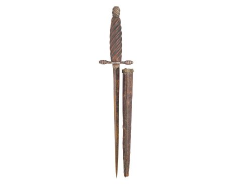 AN ITALIAN GUNNER'S STILETTO (FUSETTO DI BOMBARDIERE), MID-17TH CENTURY with tapering blade of triangular section graduated t