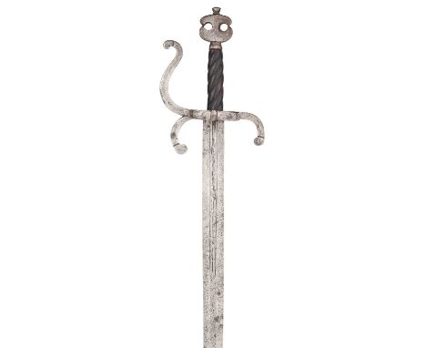 AN AUSTRIAN INFANTRY SWORD, CIRCA 1600  ‡ with broad blade of flattened-hexagonal section, cut with a short fuller framed by 