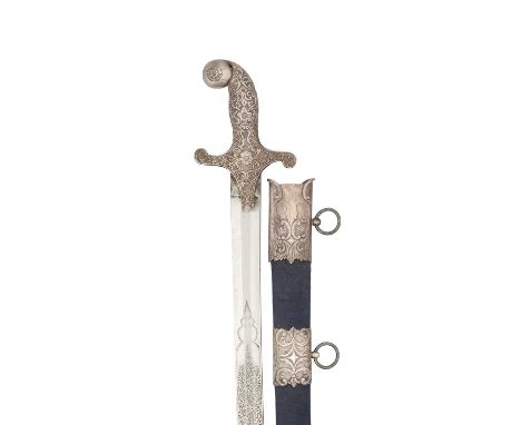 AN INDIAN DECORATED SWORD WITH BLADE BY WILKINSON, PALL MALL, LONDON, NO. 9240 FOR 1858 with Victorian etched blade of regula