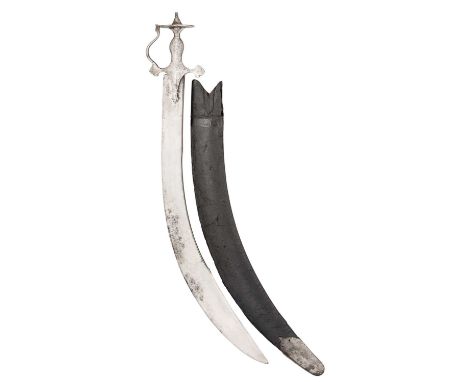 AN INDIAN SWORD (TALWAR), LATE 18TH/19TH CENTURY with associated curved broad kilig style blade formed with a reinforced back