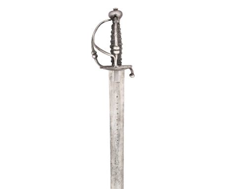 A SWISS SWORD, LATE 17TH CENTURY  ‡ with broad blade cut with a running wolf mark and struck with the numbers ‘1441’ between 