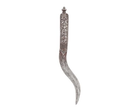 A SOUTH INDIAN DAGGER (BICHWA), 17TH/18TH CENTURY, PROBABLY THANJAVUR, TAMIL NADU  with recurved double-edged blade, iron hil