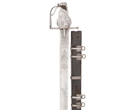 AN AUSTRIAN MILITARY PALLASCH, CIRCA 1711-30  ‡ with broad double-edged blade, etched with the crowned Imperial double eagle,