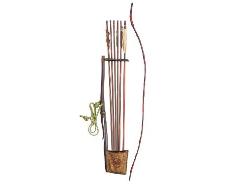 A SMALL JAPANESE BOW AND QUIVER (SHIKO) WITH ARROWS, EDO PERIOD, 19TH CENTURY the bow styled after the traditional Japanese b