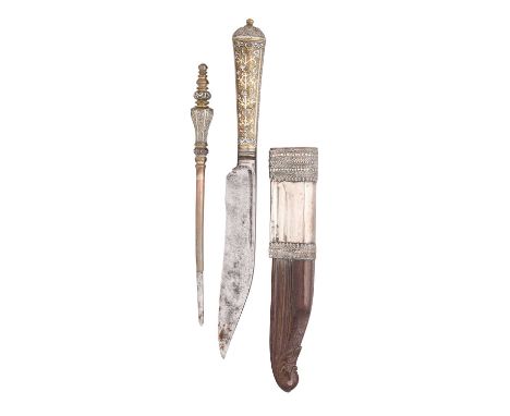 A SOUTH INDIAN DAGGER, EARLY 19TH CENTURY, PROBABLY KERALA  with single-edged blade formed with a groove along the back-edge 