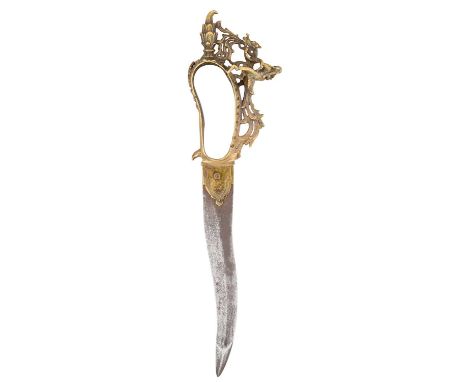 A SOUTH INDIAN DAGGER (BICHWA), 17TH/18TH CENTURY, PROBABLY BIJAPUR, KARNATAKA  with recurved double-edged blade formed with 