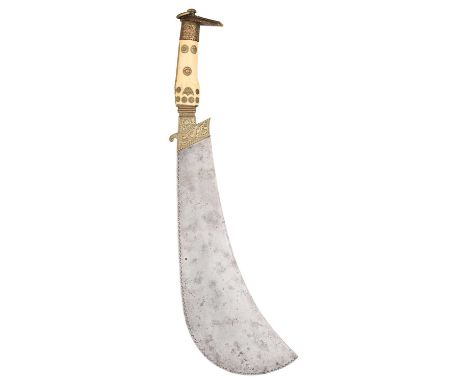 A SOUTH INDIAN HATCHET (AYDA KATTI), WITH ASSOCIATED MOUNTS AND BELT, COORG, 18TH/19TH CENTURY  ◉ with slightly curved broad 