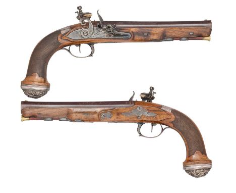 A PAIR OF FRENCH OFFICER’S PISTOLS BY BOUTET, VERSAILLES, PARIS MARKS FOR 1798-1809,  ‡ THE ESCUTCHEONS INSCRIBED "PRESENTED 