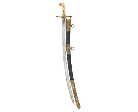 A VICTORIAN OFFICER'S MAMELUKE-HILTED LEVÉE SWORD, MID-19TH CENTURY,  ◉ POSSIBLY FOR THE LANCASHIRE HUSSARSof regulation type