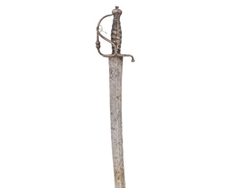 A SWISS SWORD, CIRCA 1700  ‡ with curved blade double-edged towards the point and formed with a long slender fuller, iron hil