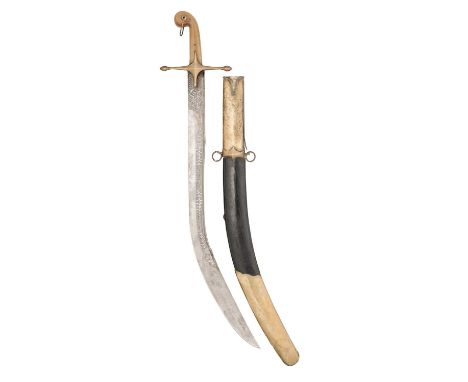 AN OTTOMAN SWORD (KILIG), TURKEY, MID-19TH CENTURY  with broad curved blade double-edged towards the point and reinforced alo