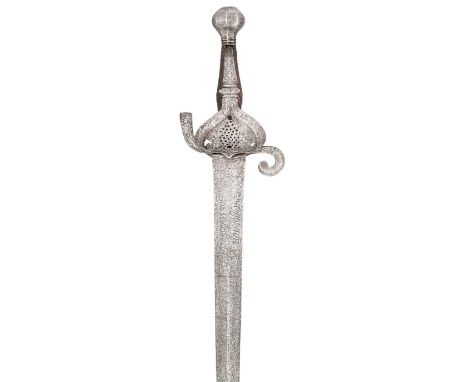 A SWISS MILITARY SWORD, BERN, CIRCA 1640  ‡ with tapering double-edged blade of hollow-diamond section over its upper three-q