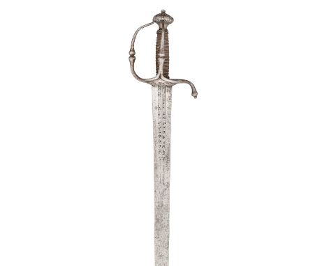 A GERMAN CAVALRY SWORD, LATE 17TH CENTURY  ‡ with earlier broad blade of flattened-diamond section, struck ‘Antonio Anortan’ 