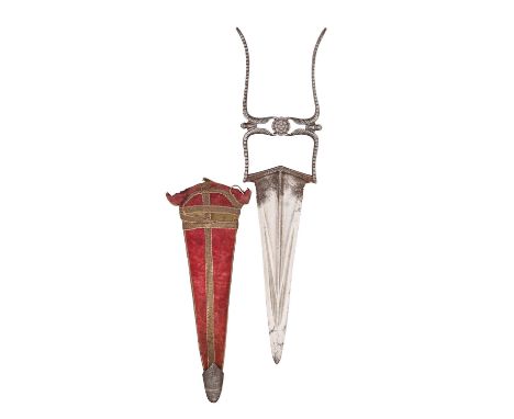 AN INDIAN DAGGER (KATAR), LATE 18TH CENTURY  with sharply tapering double-edged blade formed with a medial ridge and a reinfo