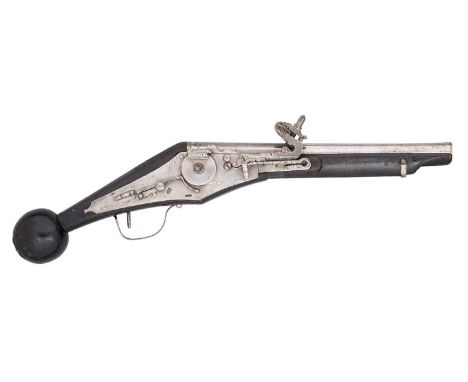 A 25 BORE SOUTH GERMAN WHEEL-LOCK PUFFER PISTOL, CIRCA 1580  ‡ with swamped barrel formed in two stages, engraved with a band