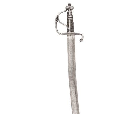 AN AUSTRIAN INFANTRY SWORD, THE BLADE DATED 1623  ‡ with curved blade double-edged towards the point and formed with a long s