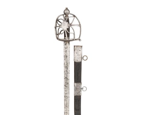A NORTH EUROPEAN BASKET-HILTED SWORD, LAST QUARTER OF THE 17TH CENTURY, PROBABLY DUTCH  ‡ with associated double-edged fuller