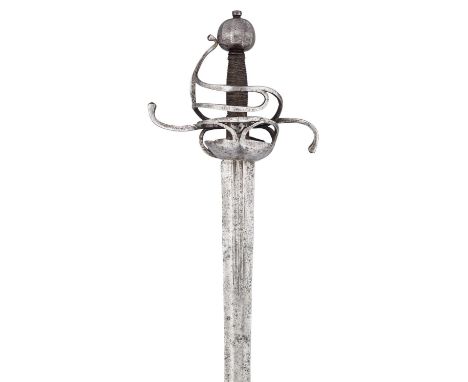 A NORTH EUROPEAN SWORD RAPIER, EARLY 17TH CENTURY, PROBABLY ENGLISH  ‡ with broad flat tapering blade, struck ‘HSHHHS’ betwee