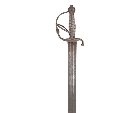 A SWISS MILITARY SWORD, THE BLADE DATED 1726  ‡ with broad double-edged blade inscribed ‘Fur Gott und das Vaterland 1716’ fra