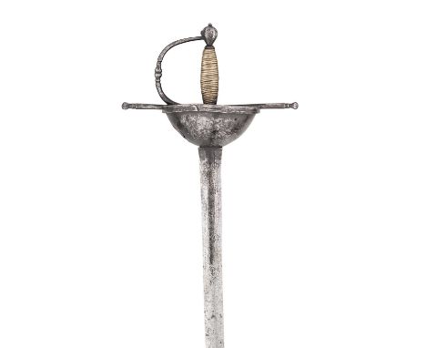 AN OFFICER’S CUP-HILT RAPIER, EARLY 18TH CENTURY, PORTUGUESE OR SPANISH  ‡ with broad tapering blade stamped ‘IHN SOLINGEN’ w