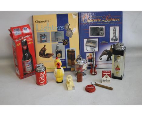 A COLLECTION OF NOVELTY AND ADVERTISING LIGHTERS,  to include examples by Coca-Cola, Bud Light, etc together with two collect