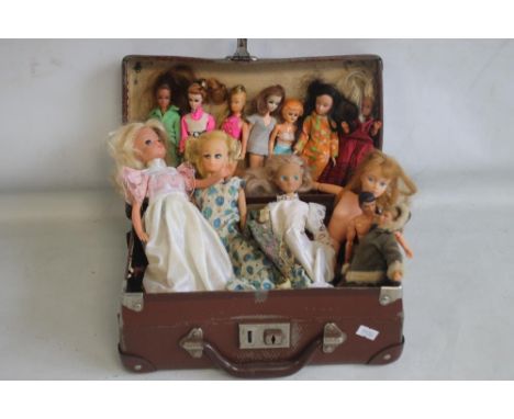 VINTAGE 1960S FASHION DOLLS to include Sindy, Pippa etc. 12" and 6" dolls, two 6" male dolls, a few extra clothes, all in a v