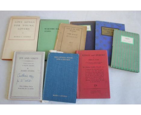 MARIE STOPES - VARIOUS POETRY AND PLAYS BY HER AND OWNED BY HER to include 'Joy and Verity' 1952 - has "Author's copy for 2nd