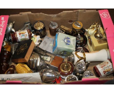 A COLLECTION OF VINTAGE AND RETRO TABLE LIGHTERS, to include novelty types