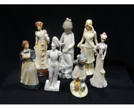     A Group Of Seven Various Ceramic Figures, Including Nao                         