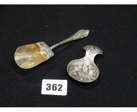     Two Continental Silver Caddy Spoons                                             