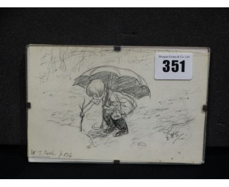    A Print Of A Winnie The Pooh Pencil Book Illustration                           